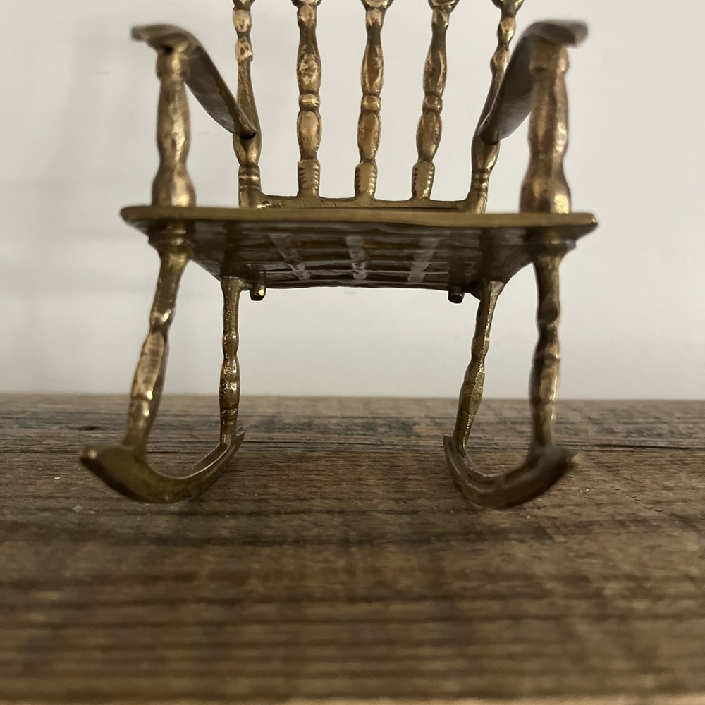 Vintage Brass Rocking Chair Figurine - Picture 4 of 5